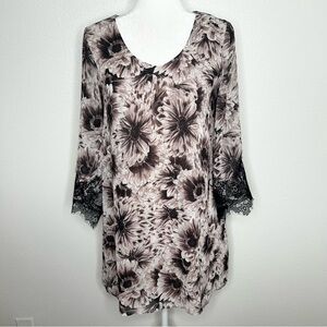 New ASTR Womens Beige Floral A-Line Long Sleeve Mini Dress Size XS NWT
